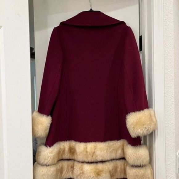 Vintage Winkelmans Wool Coat with Fur Trim Burgundy- Pristine condition! S/M - Picture 3 of 16
